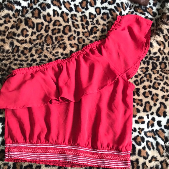 One shoulder red crop top junior medium - Picture 1 of 4